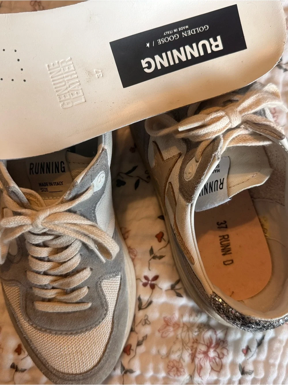 Golden Goose Women's Beige, Gray & Cream Running-Style Sneakers